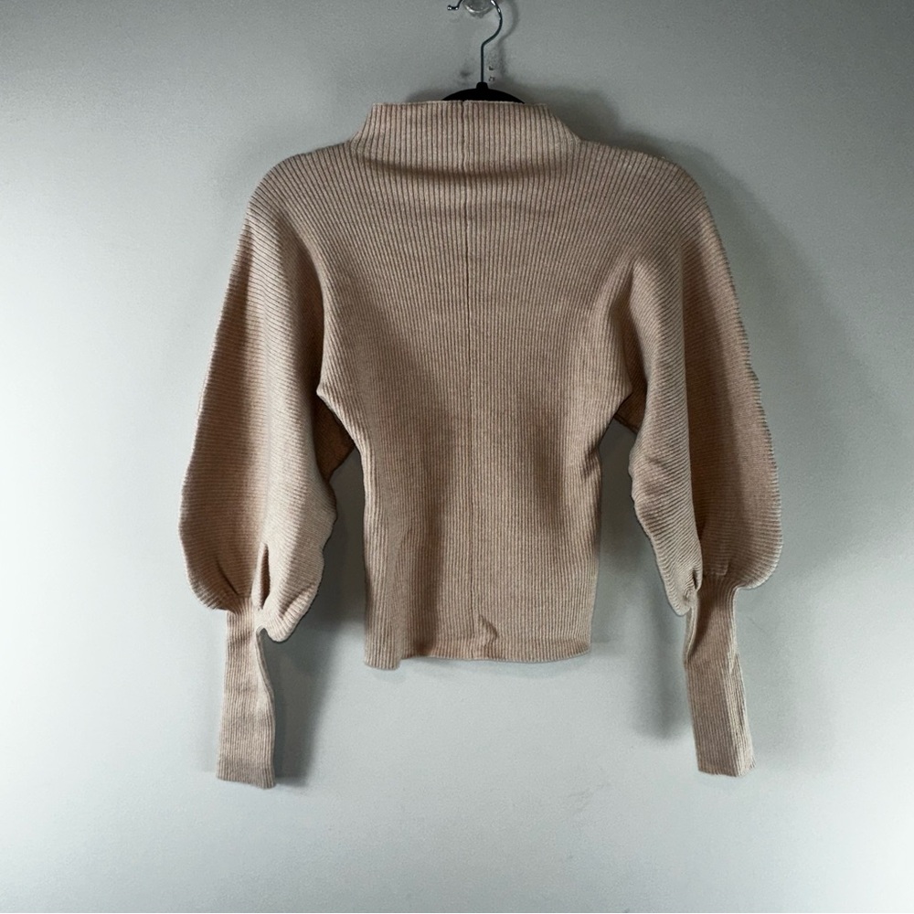 HYFVE Tan Balloon Sleeve Mock Neck Sweater Size M